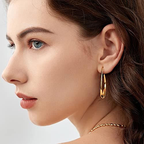 Adramata Boucles d'oreilles Plaqué Or 14k pour Femmes Cadeau Recycled | Style Créole Larme Feminin 100 Standard