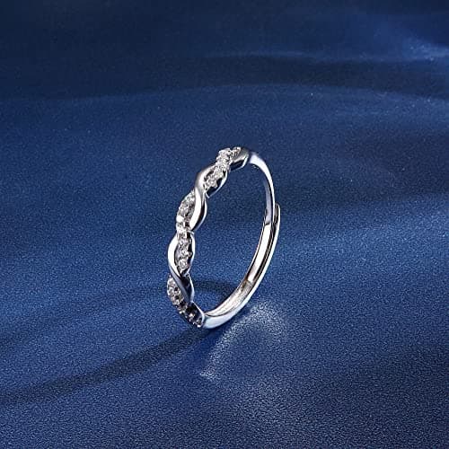 JeweBella Anneau Femme Argent 925 Reglable Eternité Zircone Cubique Fiançailles Mariage Bijoux Femme