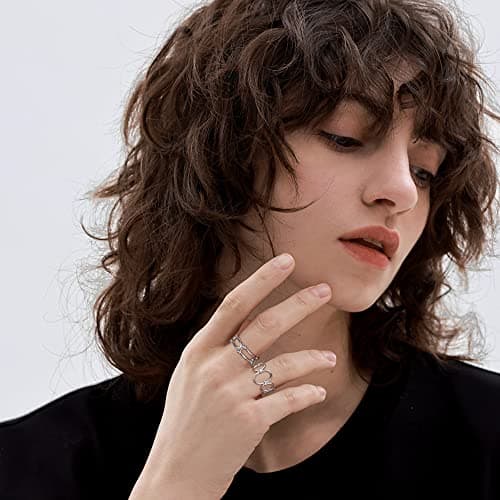 Adramata Acier Inoxydable Bague Femme Modèle Reglable Boho Minimaliste Fleur Coeur Papillon Empilables Argent Recycled 1