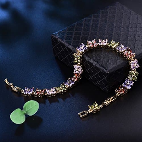 GULICX Bracelet Cristal Carré Simple en Or Plaqué Zircon Cubique Bijoux pour Femme Naturel Mignon