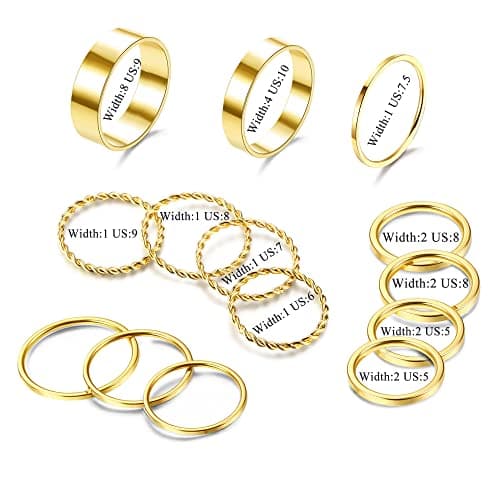 Adramata Acier Inoxydable Bague Empilables pour Femmes - Argent/Or Réglable Cadeau Femmes Bijoux Recycled Claim 100 Pièc