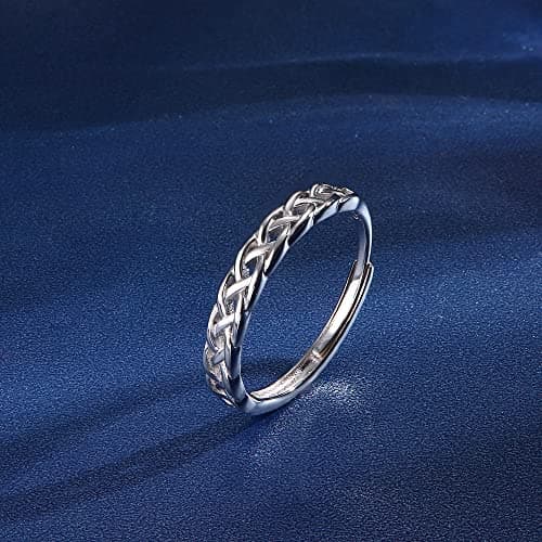 JeweBella Bague Femme Réglable en Argent 925 Eternité Noeud Celtique Anniversaire Anneau Femme Bijoux
