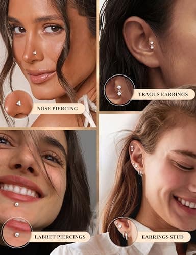 Adramata 18PC Piercings Hélix Tragus Or/Argent Pour Femme Homme