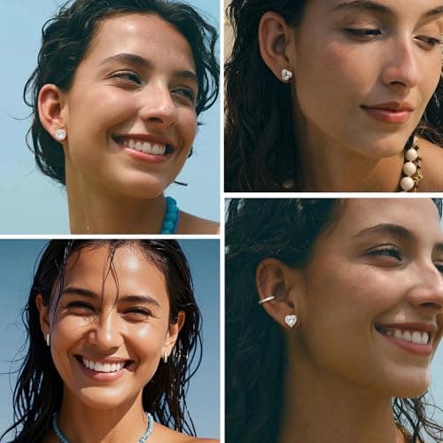 Adramata Boucle d'Oreille Argent 925 Hétéro Sexualité Boucles d'Oreilles Simulé Brillant Zircon Cubique Grandes Creoles