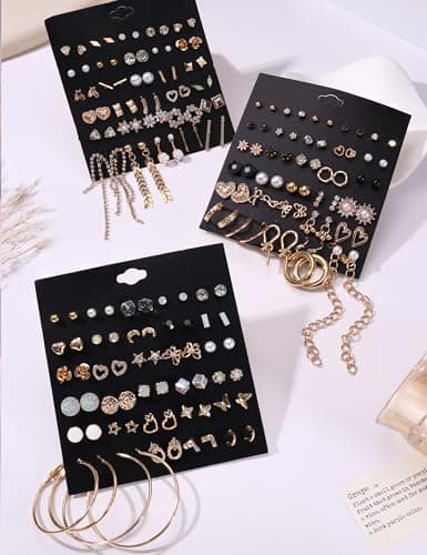 Adramata Longues Gland Boucles d'Oreilles Pendantes pour Femme Or Argent CZ Perle 90 Paires Lot Recycled Claim Standard