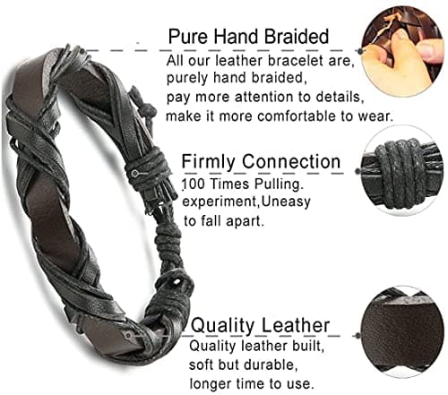 Adramata Bracelets en Cuir Tressé pour Hommes et Femmespunk Gotha Cool Recyclés 24 Pièces Standard 100