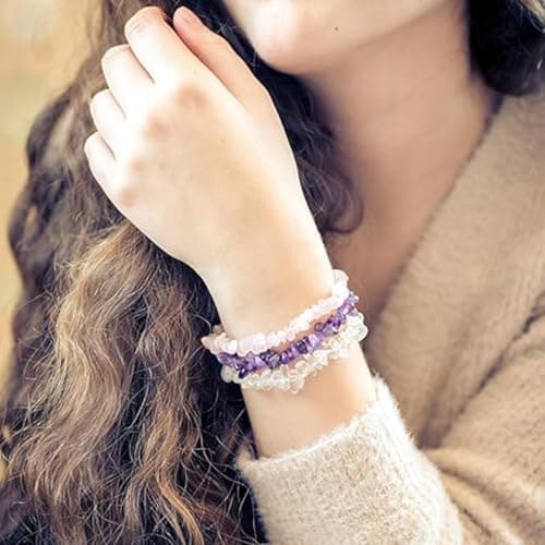 Bracelet Fc'Noqgn 2 pièces en cristal rose et blanc, bracelet extensible pour femme, bijou hip-hop (cristal rose/cristal