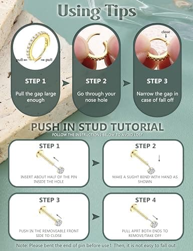 Anneaux de piercing nez en acier chirurgical Medusa Petit anneaux piercing labret oreille conch