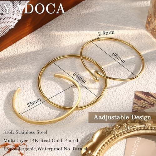 YADOCA Or Acier Inoxydable Plaqué Or 18 Carats Bracelets Femme Bijoux pour Femmes Mode Élégant Accessoire