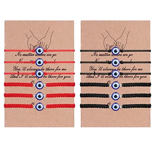Adramata Oeil Turco Bijoux Femmes Hommes - Porte Bonheur Réglable Tressé Recycled Porte-Bonheur 12 Pièces Noir Rouge