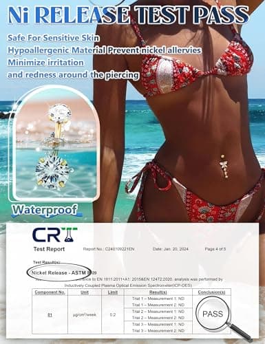 ANNÉE 2023 Adramata 14G Acier Chirurgical Piercings Nombril Hypoallergénique Strass Or Rose