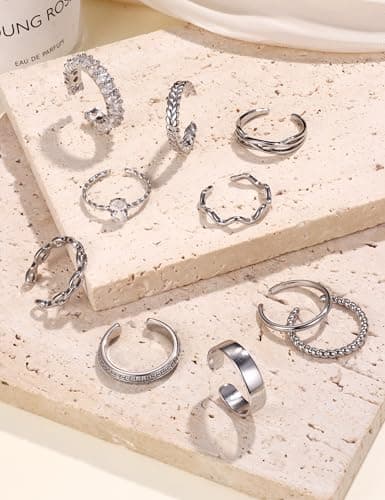 Adramata Or Reglable Plaquées d'Or 14 Carats Bague Femme Recycled Minimalisteثورé, Bagues Empilables Boho Femme Or/Argen