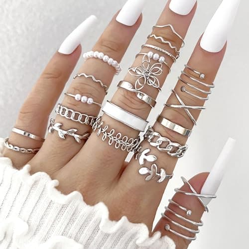 Hifot Knuckle Bagues Argent Femme Ado Bohème Vintage Reglables Cadeau