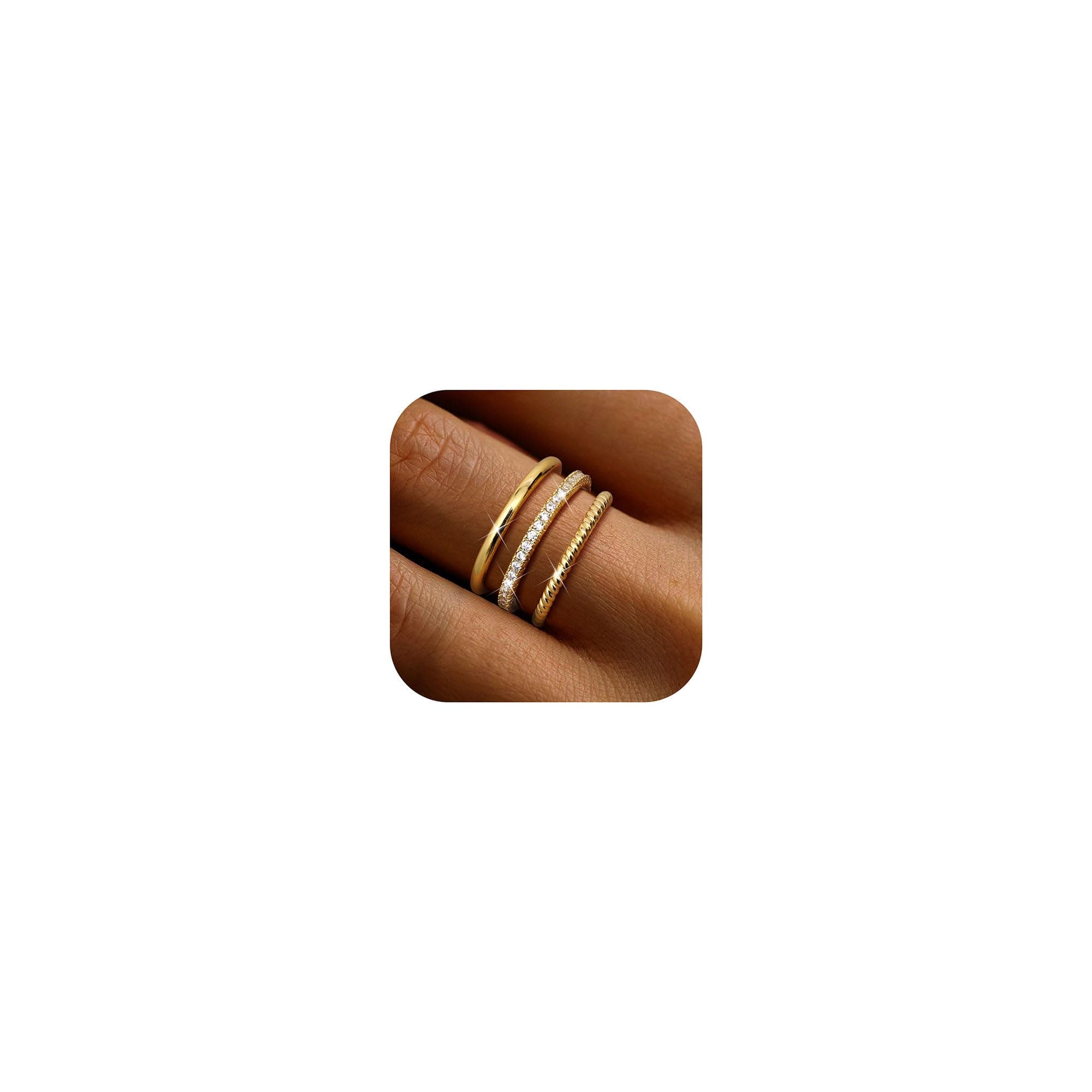 Adramata Or Femmes Bagues 14 Carats Recycled Femmes Bagues Minimalistes Femmes Boho Bagues De Déclaration 3 Pièces 100%