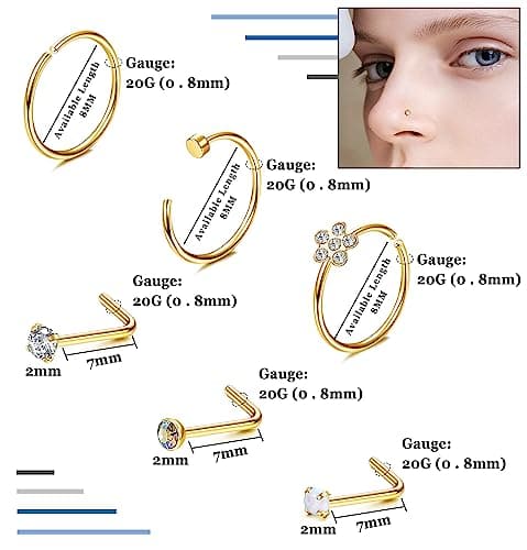 Adramata Bijoux pour Femme et Homme Piercings au Nez et Septum en Argent Chirurgical et Or Recyclé Trendy Heart Serpent