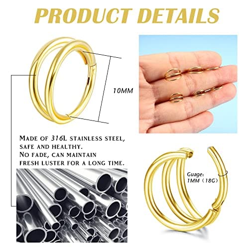 Anneau Clicker Daith pour Femmes en Acier Chirurgical 316L | Écoutez Adramata | Bijoux de Piercings pour Argent Or Tone