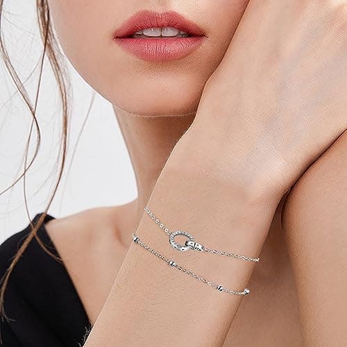 Bracelet Bijoux en Argent Sterling 925 Femme Soeur Mignon Cadeaux d'Anniversaire biedant un Design Élégant et Élancé;cha