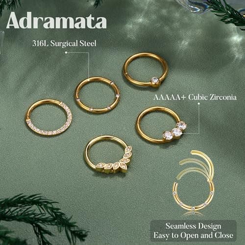Boucles D'Oreilles Adramata Daith Femme 16G Cartilage Acier Inoxydable Helix Tragus Cerceau Nez Piercing Bijoux Or Rose