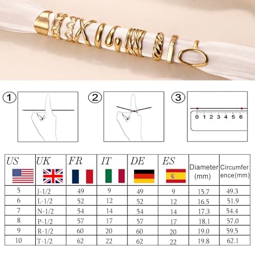 Diamday 10 Pièce Bague Femme Or 14K Acier Inoxydable Épais Dôme Tressé Empilable pour Articulations et Pouce Mode Visa M