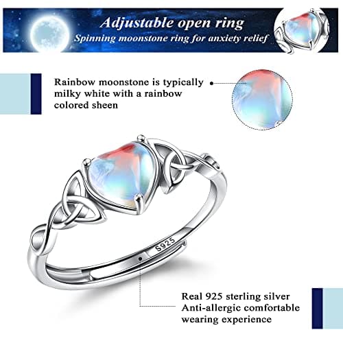 Milacolato Bague Triangle Celtique Pour Femme Adjustables Argent 925 Ovale Rond Coeur Zirconium Bague Bijoux Recyclée Ca
