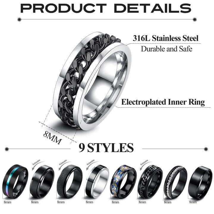 Adramata Bague Homme Acier Inoxydable Anti Stress Dragon Fidget Bijoux