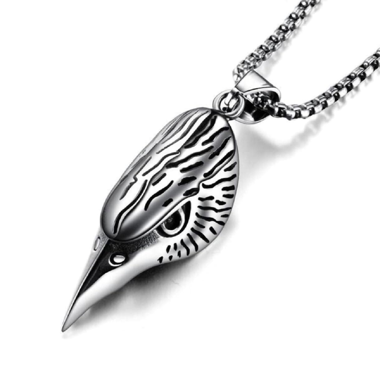 MayiaHey Pendentif tête d'aigle viking pour homme acier inoxydable, Collier punk gothique tête d'aigle pour garçon, Bijo