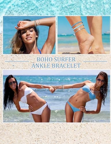 Adramata 24 Pièces Bracelets Fantaisie pour Femme Épingle des Trendsetters Plage Océan Boho Vibes Bracelets Réglables Fa