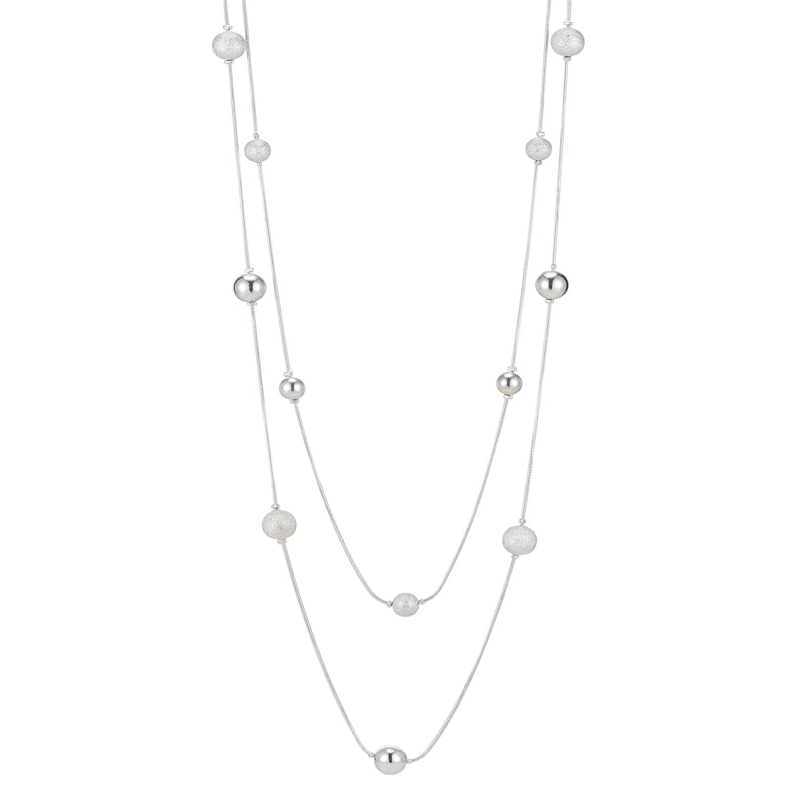 FULU Élégance Collier Long en Argent pour Femme Bijou de Mode à Double Pendentif en Perles de Cristal Cadeau pour Femmes