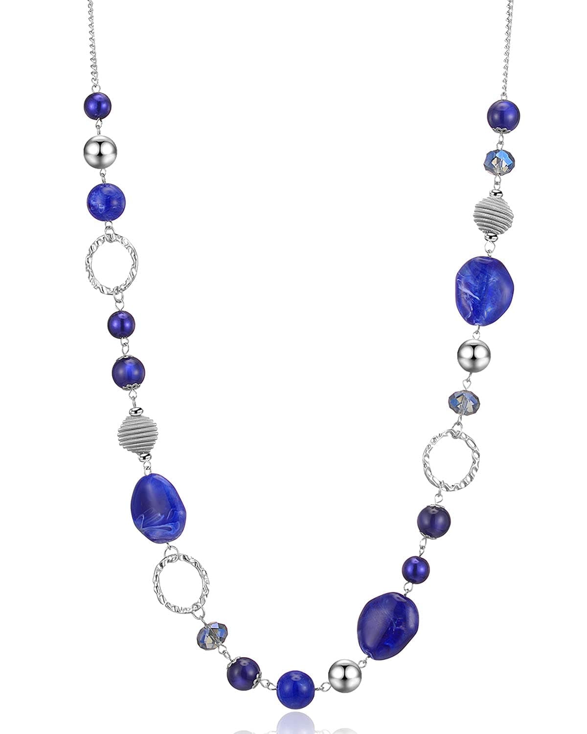 Colliers en perles pour femme - Bijoux Bohémiens en argent avec cristaux - Idée de cadeau fête des mères