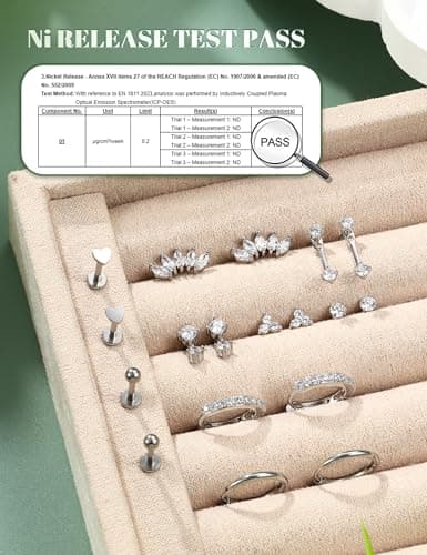 Adramata Boucles d'Oreilles Femme Acier Inoxydable Piercing Oreille Sans Fil Tragus Conch Piercings Nez Labret Fiori Pla