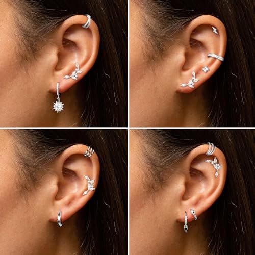 Adramata Acier Inoxydable Piercing Femmes Conch Tragus Helix 16G Argent Hypoallergénique Recycled Standard 100