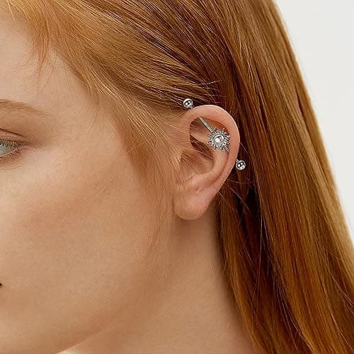 Piercings Industriels Adramata 14G 16G Acier Chirurgical Bijoux Cartilage Helix Or et Argent Recyclés Standard 100