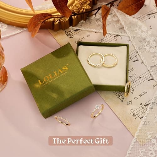 LOLIAS Bagues Or 14K Plaquées Stackable avec Zircone Cubique pour Femmes - Bagues Empilables Articulées Modeles Trendy p