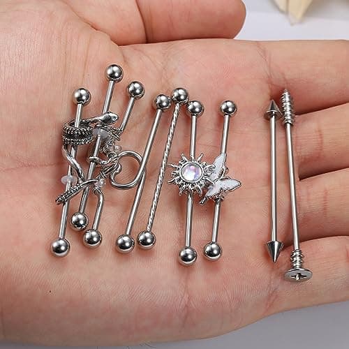 Piercings Industriels Adramata 14G 16G Acier Chirurgical Bijoux Cartilage Helix Or et Argent Recyclés Standard 100