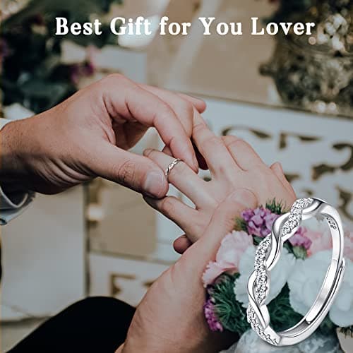 JeweBella Anneau Femme Argent 925 Reglable Eternité Zircone Cubique Fiançailles Mariage Bijoux Femme