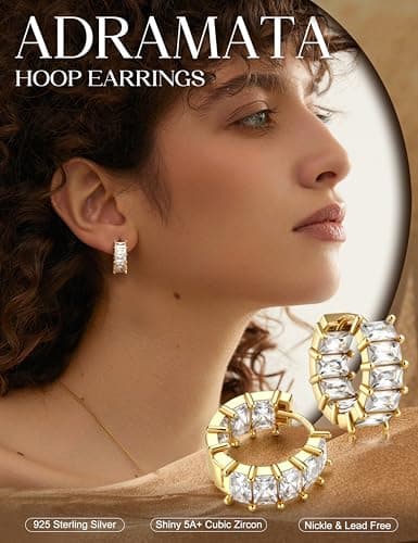 Adramata Boucles d'Oreilles Femme Or Argent 925 Brillant Boucles d'Oreilles Créoles Fantaisie Boucles d'Oreilles Femme C