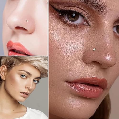 Algogue Lot de 10 piercings de nez dorés - Piercings pour nez - Homme et femme - Mode de vie urbain - Qualité supérieure
