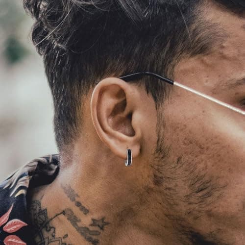 Adramata Lot de 3 paires de boucles d'oreilles créoles viking en acier inoxydable - Homme et Femme - Noir - Diamètre int