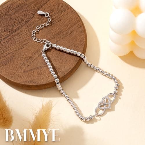 BMMYE Bracelet en Argent 925 Femme, Accessoire de Mode pour Femme, Bijou Zircon Cubique Éternel, Cadeau Parfait pour Fem