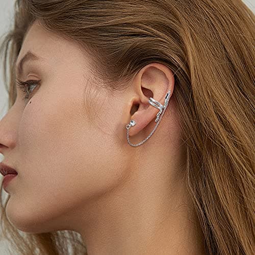 Adramata Boucles d'Oreilles Chaîne Femme Argent Prix Attractive Couleur Épurée