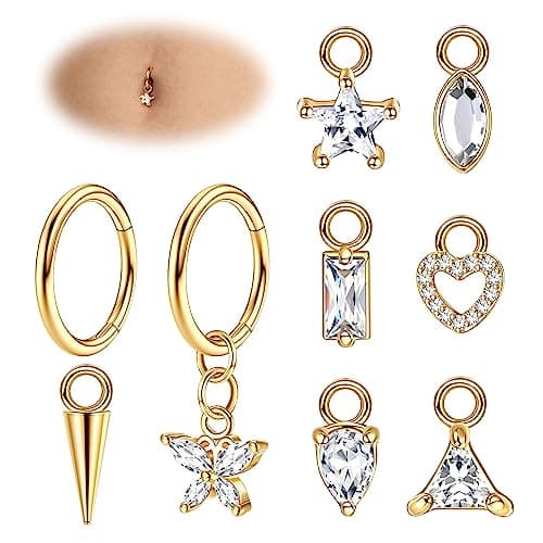 Adramata Piercing Nombril Acier Chirurgical pour Femme Grossesse Anneaux Recycled Claim 14G 100% Écologique