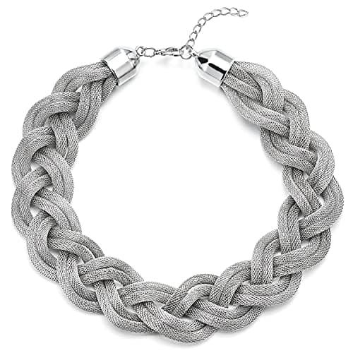 COOLSTEELANDBEYOND Statement Déclaration Pendentif Collier - Tressé Creuse Câble Grande Bavoir Choker - Style Nouveau et