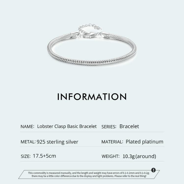 Bracelet en argent sterling 925 Teleye femme fermoir homard tendance