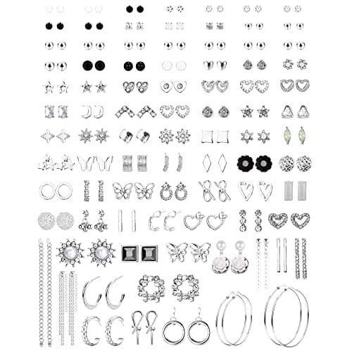 Adramata Longues Gland Boucles d'Oreilles Pendantes pour Femme Or Argent CZ Perle 90 Paires Lot Recycled Claim Standard — Argent