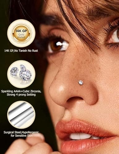 Set Kit Piercings Nez 19 Pièces Or Argent Hypoallergéniques