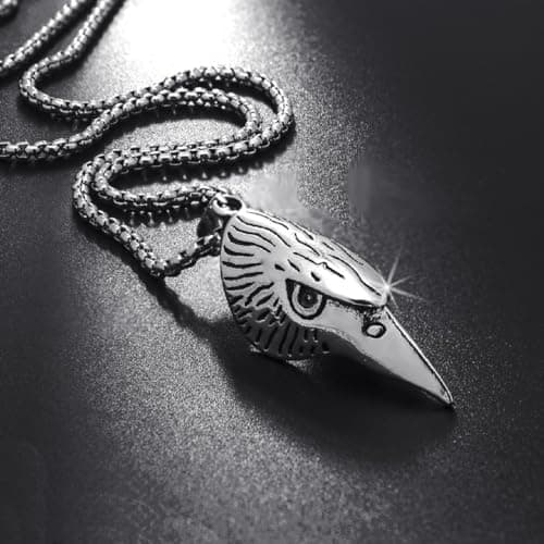 MayiaHey Pendentif tête d'aigle viking pour homme acier inoxydable, Collier punk gothique tête d'aigle pour garçon, Bijo