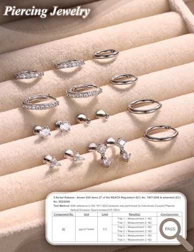Adramata 18PC Piercings Hélix Tragus Or/Argent Pour Femme Homme