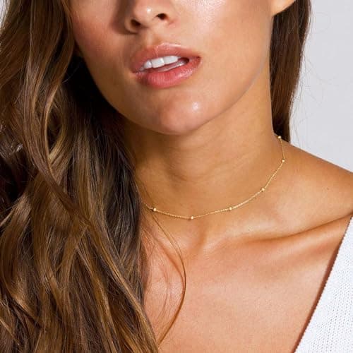 Collier DOUBLE TINGN Or 14K, Pendentif PERSONNALISÉ Lettre A-Z, Idée CADEAU Anniversaire Fille, Fête des Mères, Saint Va