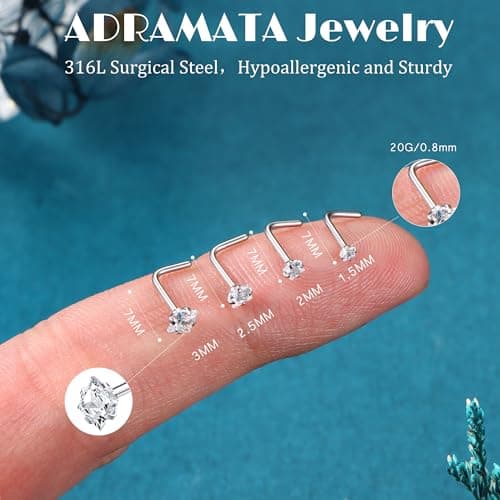 Adramata Piercing de Nez en Acier Chirurgical Rempli d'Or 14 Carats pour Oreilles et Nez - 16 Pièces - Perforation de Ne