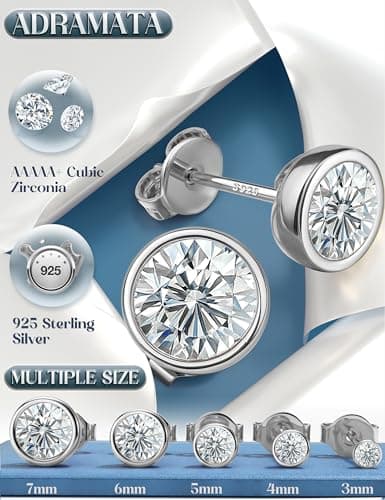 Adramata 5 Paires Boucles d'Oreille Hypoallergénique Argent 925 Femme Homme Piercing Oreille Brillant